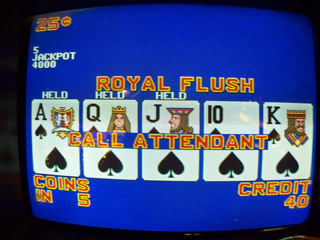 Bob's second Royal Flush of the trip -- note the 40 credits